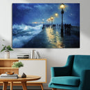 Abstract Stormy Ocean Pier Canvas Wall Art Print | Stormy