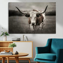 Texas Longhorn Cow Canvas Wall Art Print - Large Rustic