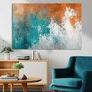 Vintage Abstract Print - Bold Teal and Orange Canvas Wall