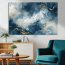 Large Abstract Print - Luxe Blue and Gold Abstract Canvas