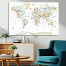 Animal World Map for Kids Room Decor