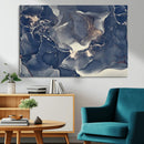 Large Abstract Blue and Gold Canvas Wall Art Fluid Ink