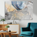 Large Abstract Blue and Gold Canvas Wall Art | Fluid Ink