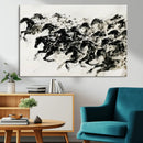 Abstract Horse Wall Art Canvas Print - Dynamic Black Ink