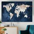 Vintage World Map Canvas Wall Art - Framed Map Print for