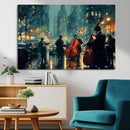 Urban Night Jazz Wall Art Canvas Print – Moody Rain-Soaked