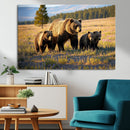 Grizzly Bear Family Wall Art Canvas Print – Majestic