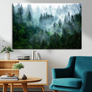 Misty Forest Wall Art Canvas Print – Framed Foggy Mountain