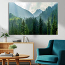 Misty Forest Mountain Wall Art Canvas Print – Framed Serene