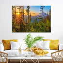 Forest Sunset Wall Art Canvas Print – Green Pines Sunset