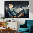 Moonlit Mountain Wall Art Canvas Print – Silhouetted Pines