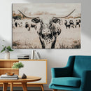 Texas Longhorn Wall Art Canvas Print – Framed Speckled Bull