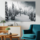 Snowy Pines Wall Art Canvas Print – Framed Ski Lift Winter