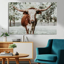 Texas Longhorn Wall Art Canvas Print – Framed Spotted Bull