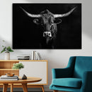 Texas Longhorn Wall Art Canvas Print – Framed Monochrome by MyGreatCanvas | Canvas Wall Art Prints | Photo Prints & Wall Decor