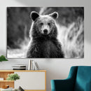 Grizzly Bear Wall Art Canvas Print – Framed Black White