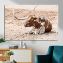 Texas Longhorn Wall Art Canvas Print – Framed Resting Bull by MyGreatCanvas | Canvas Wall Art Prints | Photo Prints & Wall Decor