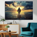 Jesus Walks Wall Art Canvas Print Framed Divine Sunset Art