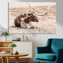 Texas Longhorn Wall Art Canvas Print – Framed Resting Bull by MyGreatCanvas | Canvas Wall Art Prints | Photo Prints & Wall Decor