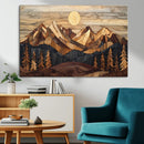 Wood Mountain Landscape Wall Art Canvas Print – Framed