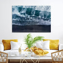 Black Beach Wall Art Canvas Print – Framed Aerial Ocean View