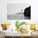 Jumping Wall Art Canvas Print – Framed Coastal Ocean Scene