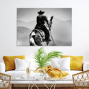 Western Wall Art Canvas Print – Framed Cowboy and Horse