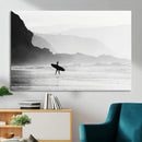 Surfer Beach Wall Art – Framed Black White Ocean Canvas by MyGreatCanvas | Canvas Wall Art Prints | Photo Prints & Wall Decor