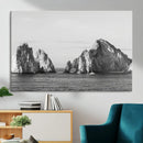 Coastal Wall Art – Framed Black White Ocean Canvas Artwork,