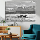 Wild Horses Wall Art Canvas Print – Framed Black and White by MyGreatCanvas | Canvas Wall Art Prints | Photo Prints & Wall Decor