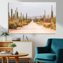 Desert Cactus Lined Road Wall Art Canvas Print – Framed by MyGreatCanvas | Canvas Wall Art Prints | Photo Prints & Wall Decor