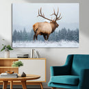 Elk Wall Art Canvas Print – Framed Snowy Forest Scene Art by MyGreatCanvas | Canvas Wall Art Prints | Photo Prints & Wall Decor