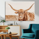 Longhorn Bull Wall Art Canvas Print – Framed Western Cow