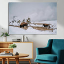 Bison Wildlife Wall Art Canvas Print – Framed Snowy Prairie