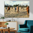 Texas Longhorns Wall Art Canvas Print – Framed Rustic Farm by MyGreatCanvas | Canvas Wall Art Prints | Photo Prints & Wall Decor