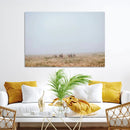 Foggy Plains Wall Art Canvas Print – Framed Horseback Riders
