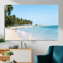 Palm Tree Coast Wall Art Canvas Print – Framed Island Getaway with Crystal Blue Water Scenic Artwork for Home, Office by MyGreatCanvas | Canvas Wall Art Prints | Photo Prints & Wall Decor