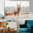 Rustic Nature Wall Art Canvas Print – Stag Woodland Framed
