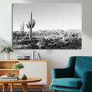 Saguaro Cactus Wall Art Canvas Print – Framed Monochrome