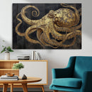 Octopus Wall Art Canvas Print – Gold Detail Wooden Marine by MyGreatCanvas | Canvas Wall Art Prints | Photo Prints & Wall Decor