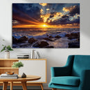 Sunset Ocean Wall Art Canvas Print – Waves Rocky Shore by MyGreatCanvas | Canvas Wall Art Prints | Photo Prints & Wall Decor