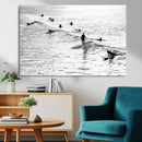 Black White Surfers Wall Art Canvas Print – Riding Gentle by MyGreatCanvas | Canvas Wall Art Prints | Photo Prints & Wall Decor