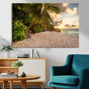 Tropical Beach Sunset Palm Trees White Sand Ocean Waves by MyGreatCanvas | Canvas Wall Art Prints | Photo Prints & Wall Decor