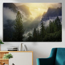 Misty Forest Sunrise Wall Art, Mountain Valley with Pine by MyGreatCanvas | Canvas Wall Art Prints | Photo Prints & Wall Decor