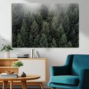 Dense Evergreen Forest Misty Morning Fog Pine Trees Woodland by MyGreatCanvas | Canvas Wall Art Prints | Photo Prints & Wall Decor