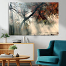 Sunlit Autumn Forest Wall Art – Mist Trees Rays Fog Nature by MyGreatCanvas | Canvas Wall Art Prints | Photo Prints & Wall Decor