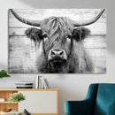 Black White Highland Cow Wall Art Canvas Print by MyGreatCanvas | Canvas Wall Art Prints | Photo Prints & Wall Decor