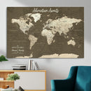 Personalized Push Pin World Map Canvas Print – Custom Travel
