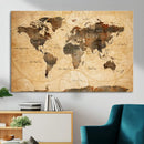 Push Pin World Map Canvas Print – Travel Tracker Wall Art