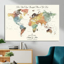 Detailed Custom World Map Print – Framed Custom Push Pin